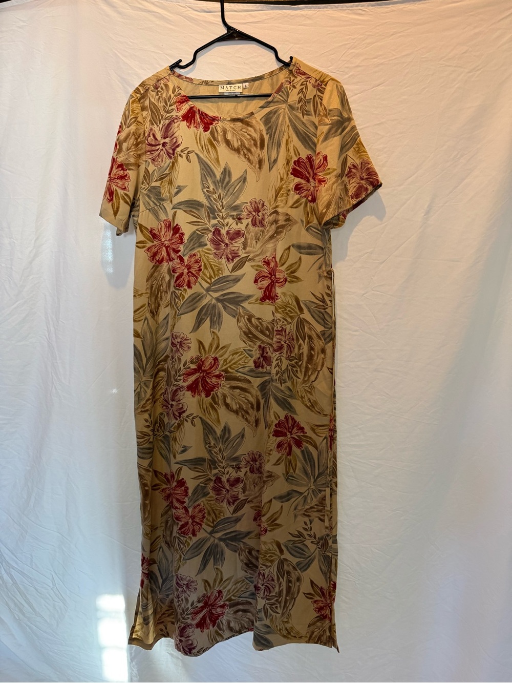 Match Floral Maxi Dress in Tan and Red
